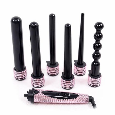 Crystal 6 IN 1 Hair Curling Iron Diamond Hair Curler Wand Set Ceramic 6 IN 1 Interchangeable Barrels Bling Hair Styling Hot Tool Custom order to make 10 days Hair Curler Wand, Wand Curler, Curling Wands, Bling Hair, Hair Curling Iron, Best Curlers, Diamond Hair, Curling Iron Hairstyles, Hair Curling