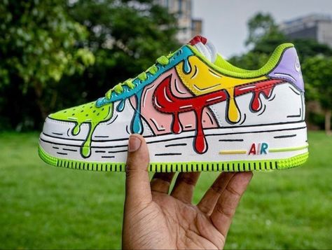 Cartoon Effect On Shoes, Drip Custom Air Force 1, Air Force One Custom Ideas, Shoe Painting Ideas Nike Air Force 1, Personalized Air Force 1, Custom Painted Shoes Nike Air Force 1, Nike Air Force 1 Custom Ideas Men, Custom Shoes Diy Nike, Nike Air Force 1 Custom Men