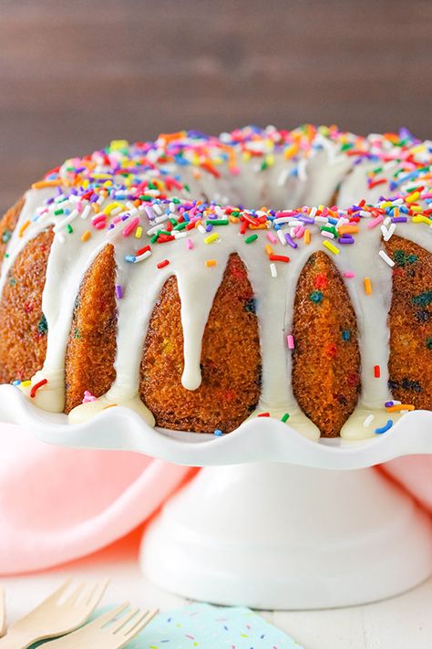 Fun Fetti Cake Recipe, Funfetti Bundt Cake, Tube Pan, Inside Cake, Colorful Cake, Nothing Bundt Cakes, Bundt Cake Recipe, Loaf Cakes, Torte Cupcake