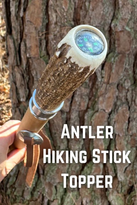 How To Make A Walking Stick Diy, Diy Hiking Stick, Hiking Sticks Ideas, Walking Stick Ideas, Antler Crafts Diy, Diy Antler Projects, Deer Antler Ideas, Diy Antler, Antler Projects