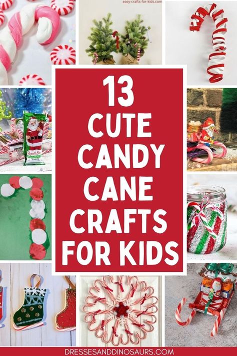 Melted Candy Cane Ornaments Diy, Fingerprint Candycane Craft, Christmas Crafts With Candy Canes, Candy Cane Ideas For Kids, Candy Cane Paper Crafts, Mini Candy Cane Ideas, Candy Cane Diy Crafts, Mini Candy Cane Crafts, Reindeer Candy Canes Craft