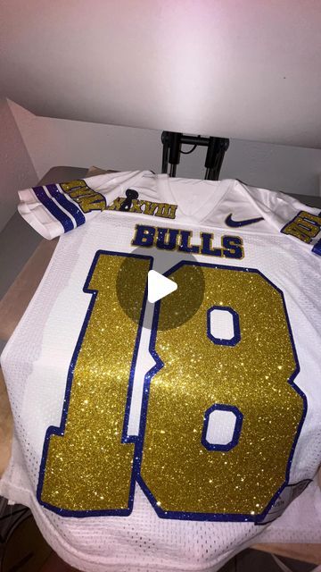 ✨Miami’s Customs Dealer✨ on Instagram: "Customized Football Jersey *Super Bowl Inspired*🥳💙 . . . . . #mnw #miaminorthwestern #mnwbulls #miami #custommade #glitterhtv" Custom Football Jerseys, Diy Football Jersey, Football Mom Jersey, Football Diy, Foot Ball, Senior Night, Custom Football, Custom Jerseys, Cricut Projects Vinyl