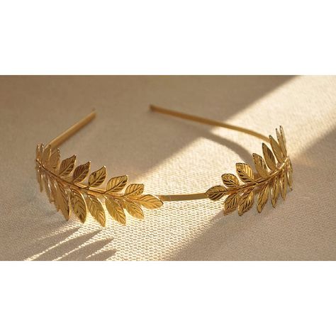 Athena Double Leaves Headband Goddess Laurel Wreath Greek Crown Bridal... ($60) ❤ liked on Polyvore featuring accessories, hair accessories, headwear, head, jewelry, grey, headbands & turbans, head wrap turban, crown headband and bridal headbands Greek Headpiece, Greek Crown, Laurel Wreath Crown, Greek Accessories, Gold Leaf Headband, Laurel Crown, Crown Aesthetic, Leaves Headband, Gold Tiara