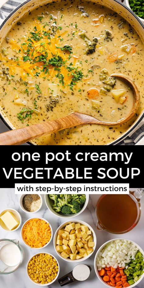 Creamy Vegetable Soup, Vegetable Soup Recipe, Veggie Soup, Soup Dinner, Easy Soups, Easy Soup Recipes, Homemade Soup, Healthy Soup Recipes, Healthy Soup