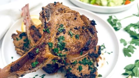 Greek-Style Lamb Chops Recipe Trinidad Doubles, Daily Meal Prep, Lamb Chops Recipe, Green Salad Dressing, How To Cook Lamb, Lamb Chop Recipes, Meat Marinade, Mediterranean Spices, Lamb Ribs