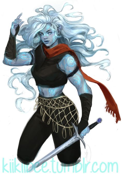 ArtStation - DnD. Genasi Air Genasi, Pathfinder Character, Blue Skin, Dungeons And Dragons Characters, Dnd Art, Afro Art, Arte Fantasy, Fantasy Rpg, Fantasy Inspiration