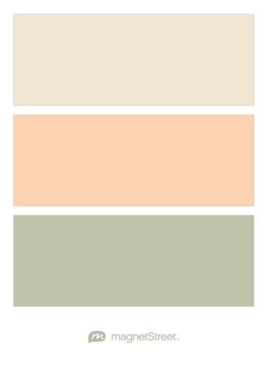 Champagne, Peach, and Sage Wedding Color Palette - custom color palette created at MagnetStreet.com Sage Wedding Color Palette, Peach Colored Rooms, Peach And Sage Wedding, Bedroom With Flowers, Baby Shower Color Themes, Peach Living Rooms, Peach Colour Combinations, Sage Color Palette, Peach Rooms