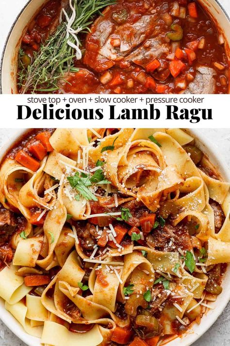 Lamb Ragu Slow Cooker, Lamb In The Slow Cooker, Lamb Ragu Recipe Slow Cooker, Stewing Lamb Recipes, Ground Lamb Slow Cooker Recipes, Lamb Ragout Recipes, Slow Cooked Lamb Recipes, Lamb Ragu Pappardelle, Diced Lamb Recipes Slow Cooker