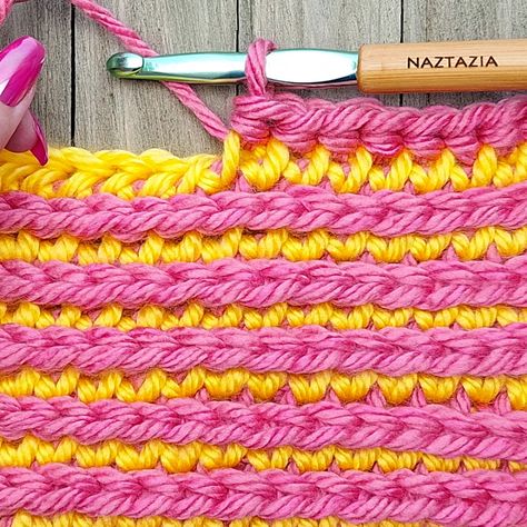 Crochet Brioche Stitch Pattern - Naztazia ® Crochet Brioche Stitch, Crochet Brioche, Brioche Crochet, Slip Stitches, Brioche Stitch, Crochet Daisy, Thick Yarn, Crochet Stitches Tutorial, Crochet Stitches Patterns