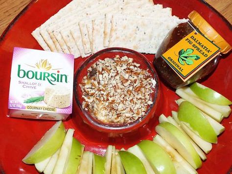 Boursin Cheese And Fig Jam Dip, Boursin Cheese And Fig Jam, Boursin Cheese Fig Dip, Pistachio Dip, Boursin Cheese Recipes, Fig Spread, Boursin Cheese, Fig Recipes, Fig Jam