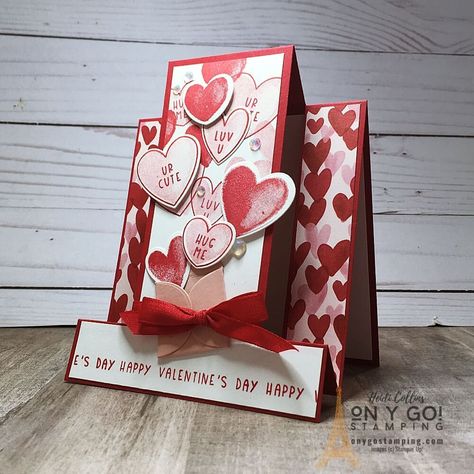 Stampin Up Valentine Fun Fold Cards, Stampin Up Heartfelt Cards, Cards Handmade Stampin Up Ideas, Fun Fold Valentine Cards, Stampin Up Dsp Fun Fold Cards, Su Valentine Cards, Sweet Talk Stampin Up Cards, Sweet Conversations Stampin Up Cards, Stampin Up Valentine Cards 2023