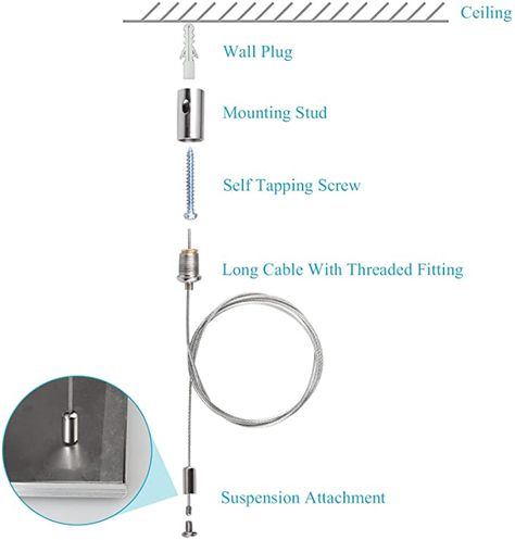 OTTFF 4 Pcs Lighting Light Suspension Cables Kit Steel Hanging Chains, Per Strip Load 6.6 Ib 3 ft for LED Panel Light Shop Lights Aquarium Lights, Attachments Included - - Amazon.com Ceiling Hanging Shelves, Floating Table Diy, Shop Lights, Led Signage, Bathroom Color Schemes, Shelving Design, Ceiling Detail, Led Tube Light, Dropped Ceiling