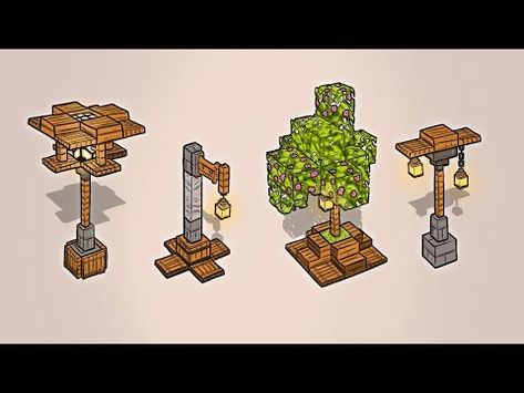 (5) 7 Medieval Style Lamp Post Ideas in Minecraft - YouTube Minecraft Village Lamp Post, Minecraft Village Lighting Ideas, Minecraft Light Design, Minecraft Lampposts Ideas, Minecraft Lamposts Ideas, Moss Minecraft, Redstone Lamp Ideas, Minecraft Outdoor Lighting, Light Posts Minecraft