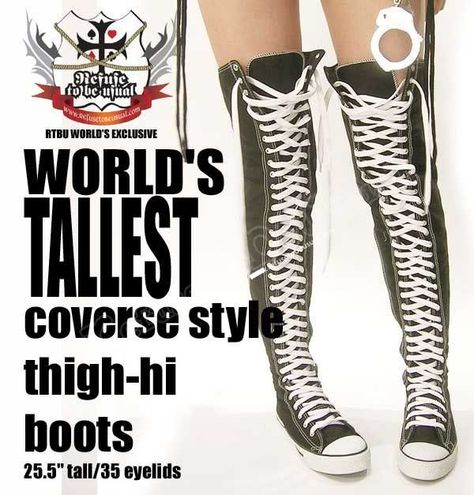 Thigh High Converse, Knee High Converse, High Converse, Converse Boots, Punk Shoes, Punk Emo, Womens Combat Boots, Womens Ugg Boots, Silly Girls