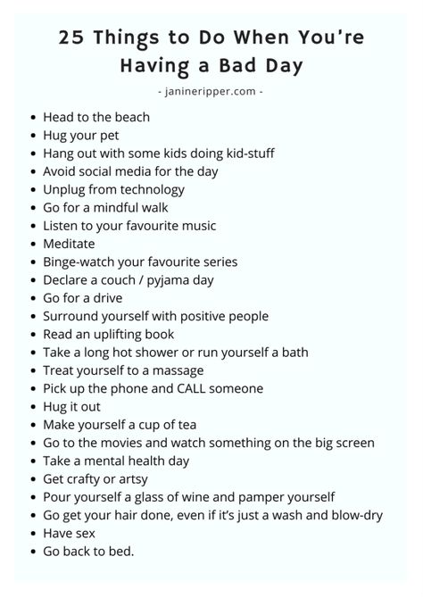 Things To Tell Yourself On A Bad Day, Things To Do When Having A Bad Day, What To Do After A Bad Day, Things To Do When You Feel Down, What To Do When Feeling Down, Things To Do When Stressed, What To Do When Stressed, Summer Self Care, Reading Quote