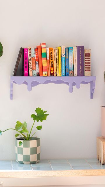 Annika on Instagram: "The first batch of drippy shelves in now available! They are linked in my bio 🤗 Let me know what color you want to see next!!" Drippy Shelves, Drippy Furniture, Groovy Shelves, Drippy Shelf, Fun Shelves, Funky Shelves, Furniture Nursery, Colorful Shelf, Shelf Inspiration