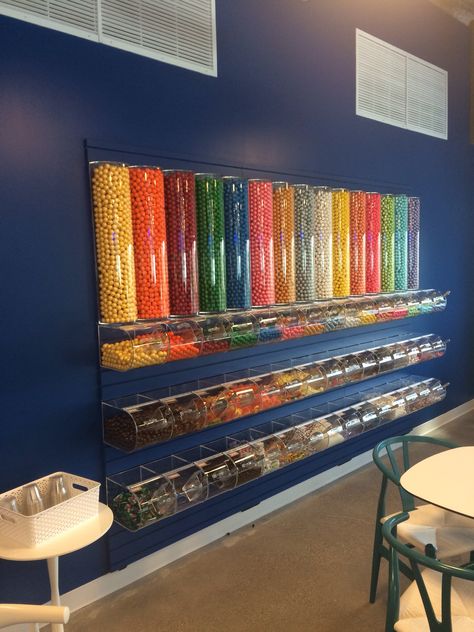 Candy wall.  Need one in my office! Dining Room, Store Wall Display, Candy Wall, Candy Store, My Office, Candy Shop, Wall Display, Room Ideas, Theater