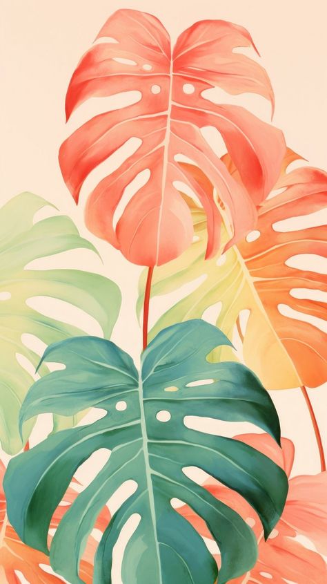 Summer monstera abstract plant leaf. | Free Photo Illustration - rawpixel Aesthetic Summer Art, Retro Tropical Aesthetic, Monstera Plant Wallpaper, Craft Wallpaper, Leaf Abstract Art, Monstera Wallpaper, Summer Prints Wallpaper, Monstera Pattern, Leaves Wallpaper Iphone