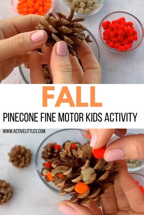 Pine Cone Crafts, Toddlers And Preschoolers, Learning At Home, Autumn Activities For Kids, Daycare Activities, Pine Cone Decorations, Cones Crafts, Kids Activity, Fine Motor Activities