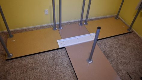 Hackers Help: Corner table without corner leg? - IKEA Hackers Ikea T Shaped Desk, Diy T Shaped Desk, T Shaped Desk For Two, T Shape Desk, T Shaped Desk, Ikea Sewing Rooms, T Desk, Partner Desk, Ikea Linnmon