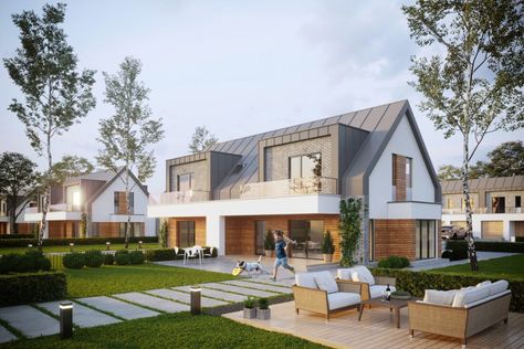 3D Exterior House Scene File 3dsmax By VuPhucHung Exterior House Renovation, Suburban House, 3d Architecture, London House, Modern Bungalow, Row House, Semi Detached House, Architecture Exterior, Facade Architecture