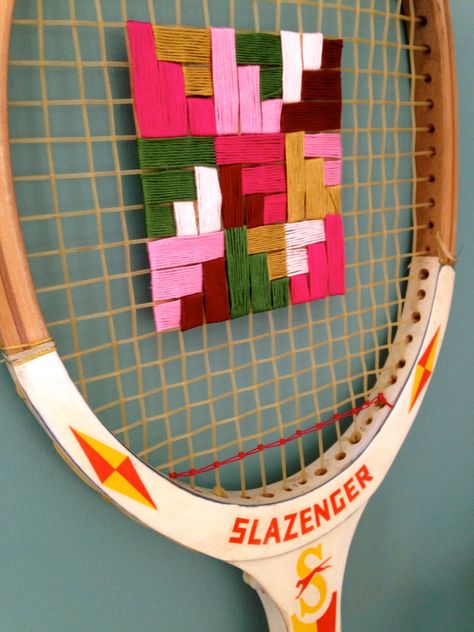 Embroidered Tennis Racket by homemadecity.com Tennis Racket Art, Squash Rackets, Badminton Racket, Racquets, Tennis Racquet, Badminton, Tennis Racket, Tennis, Weaving