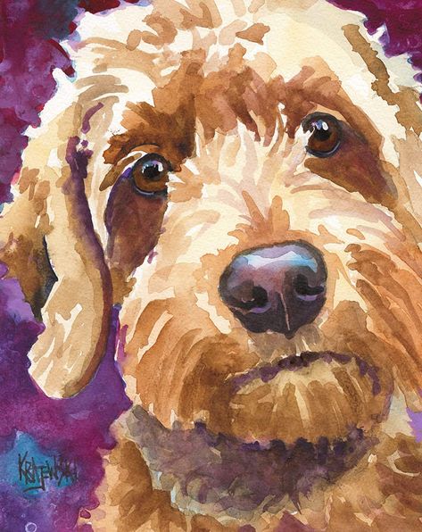 Doodle Dog Art, Goldendoodle Art, Dog Wall Decor, 강아지 그림, Dog Paintings, Giza, Watercolor Animals, 로고 디자인, Goldendoodle