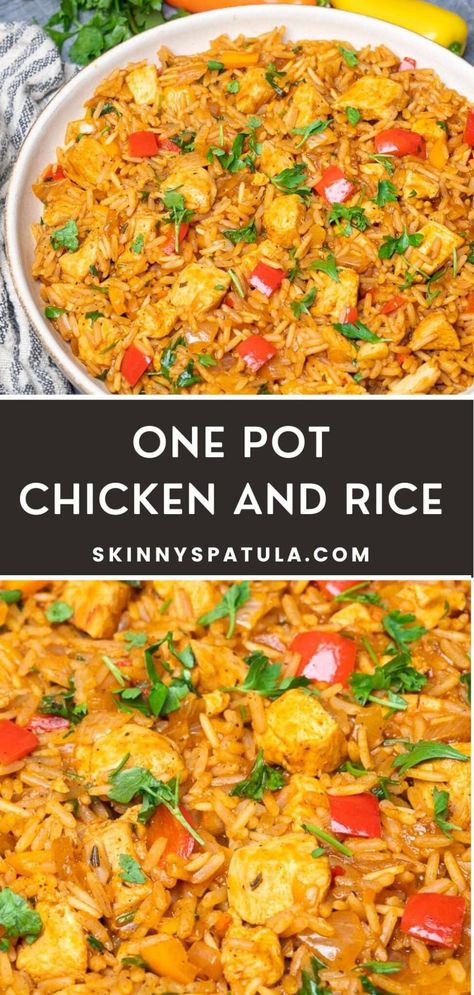 Easy One Pot Chicken and Rice Essen, One Pot Chicken And Rice, Rice With Vegetables, Chicken And Rice Dishes, Chicken Rice Recipes, Easy Chicken And Rice, Easy Rice Recipes, Rice Dinner, One Pot Chicken