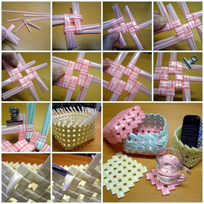 Did you know you could use a straw for other things besides drinking? Today I share with you how to weave a basket out of drinking straws. It might seem hard, but with a picture tutorial, it will feel much easier. What Needed: a bunch of straws some small paper clips scissors To make a Diy Straw Crafts, Plastic Straw Crafts, Drinking Straw Crafts, Straw Art, Diy Straw, Straw Crafts, Straw Weaving, Boyfriend Crafts, Plastic Baskets