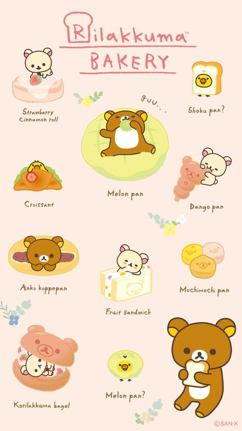 Pin Oleh Amanda Di Cute Wallpapers Rilakkuma Bakery, Rilakuma Wallpapers, Rilakkuma Wallpaper, Squishies Kawaii, Chibi Food, Sanrio Wallpaper, Kawaii Wallpaper, Rilakkuma, Cinnamon Roll