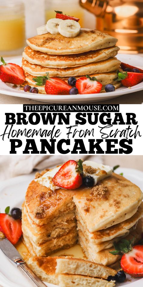 Brown Sugar Pancake Recipe, Cinnamon Sugar Pancakes, Brown Sugar Pancakes, Light And Fluffy Pancakes, Buttery Mashed Potatoes, Pancake Calories, Pancakes From Scratch, Cinnamon Pancakes, Breakfast Recipes Sweet