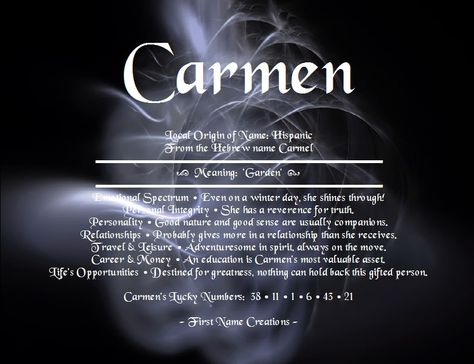 First Name Creations: Name Meaning awwww I love my sister!!! Carmen Name, Medial Sounds, Hebrew Names, Miss You Mom, Love My Sister, Types Of Guys, Find Quotes, Gives Me Hope, Interesting Topics