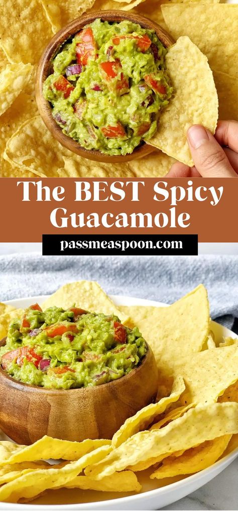 This guacamole is creamy and chunky, spicy and flavorful.  Made with a couple unique spices to give it a fun flair and extra kick, it will stand out at any party! Spicy Guacamole Recipe, Authentic Guacamole Recipe, Guac Recipe, Spicy Guacamole, Couple Fun, Chunky Guacamole, How To Make Guacamole, Guacamole Recipe, Avocado Recipes