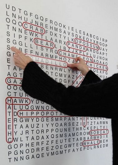 WALL ART!!!! - Have inspiring words to find! :) Giant Word Search Wall, Interactive Art Wall Ideas, Interactive Wall Design Office, Interactive Art Exhibit, Interactive Poster Ideas, Interactive Wall Ideas, Interactive Typography, Interactive Wall Design, Interactive Exhibition Design