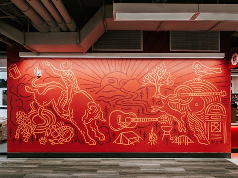 Target Austin Store Mural by Keith Davis Young on Dribbble Store Mural, Chinese Interior Design, Office Mural, Environmental Graphic Design, Murals Street Art, Mural Design, Environmental Design, Environmental Graphics, Mural Wall Art