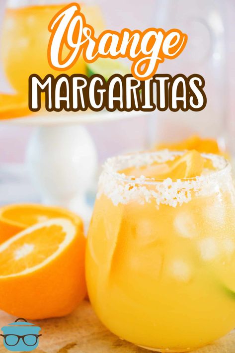 These Orange Margaritas are the perfect summertime adult beverage! So simple to make with just a few easy ingredients. Your new favorite warm weather cocktail! Orange Margarita Recipe, Fruity Summer Cocktails, Orange Margarita, Orange Liqueur, Summertime Drinks, Country Cook, The Country Cook, Margarita Cocktail, Easy Drinks