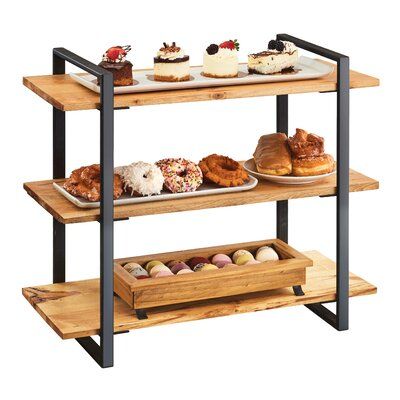 Cal-Mil 3 Shelf Frame Riser Display Case Industrial Decor Living Room, Food Display Stands, Buffet Stand, Cafe Display, Coffee Mug Display, Display Risers, Buffet Display, Food Stands, Bakery Design