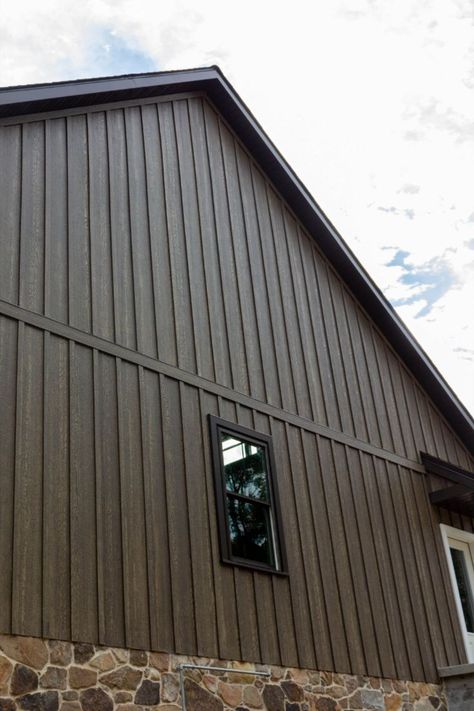 Lp Smart Side Exterior Colors, Board And Batton Siding, Tin Siding, Exterior Siding Options, Lp Smartside, Board And Batten Exterior, Bank Barn, Steel Siding, Barn Siding