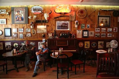 Rocky mountain road trip | Travel | The Guardian Cowboy Cafe, Mountain Road Trip, Denver Bars, Cowboy Bar, Western Bar, Cowboys Bar, Country Bar, Pool Table Room, Rodeo Cowboys