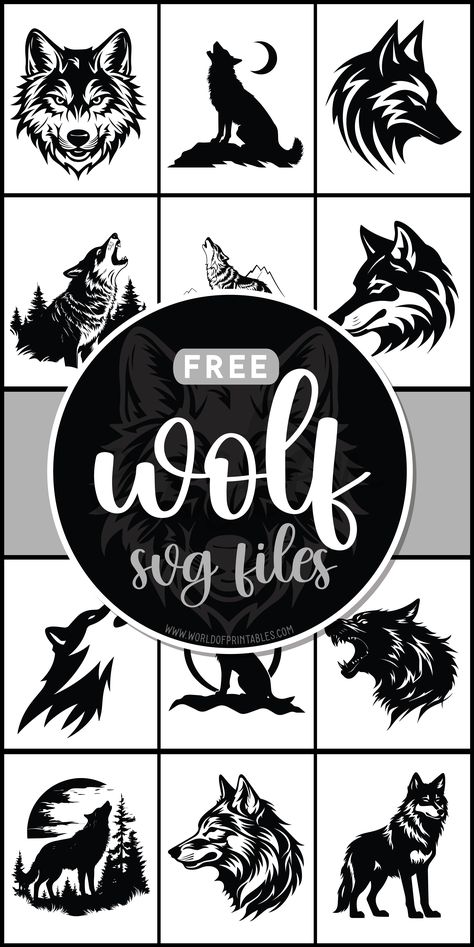 Howl at the moon with free wolf SVG files! Dive into a world of wilderness and strength, perfect for adding a wild touch to your crafts. 🐺✨ Wolf Printables Free, Wolf Svg Free Files For Cricut, Wolf Svg Free, Wolf Svg, Free Svgs, Svg Free Files For Cricut, Free Svg Files, Freebie Svg, Wolf Silhouette