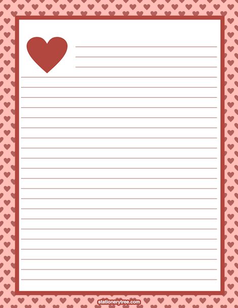 Free printable Valentine stationery featuring a heart border in a pink and red color scheme. Download it from https://stationerytree.com/download/valentine-stationery/ Valentines Stationery, Cute Letter Paper, Free Printable Stationery Paper, Valentine Bulletin Boards, Valentine Paper Crafts, Printable Lined Paper, Handwriting Paper, Lined Writing Paper, Writing Paper Printable Stationery