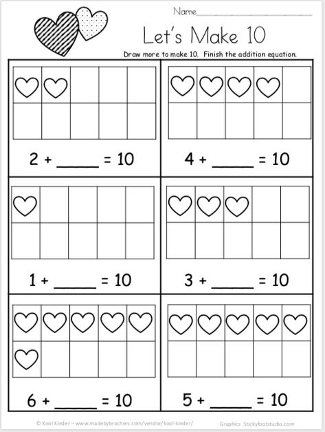 Valentines Kindergarten, Valentine Math Worksheet, Valentine Math Activities, Kindergarten Math Addition, Valentine Worksheets, Kindergarten February, Kindergarten Math Worksheets Addition, Kindergarten Pictures, Kindergarten Math Free