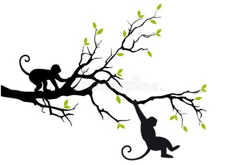 Monkeys on tree, vector. Monkey hanging on tree branch, vector background #Sponsored , #Ad, #affiliate, #tree, #branch, #background, #vector Monkey Hanging, Virgo Tattoo Designs, Monkey Illustration, Hanging Monkey, Monkey Tattoos, Branch Vector, Bull Tattoos, Cartoon Monkey, Tree Vector