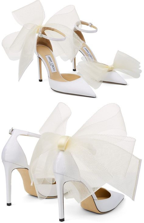 Jimmy Choo Bow Heels Wedding, White Jimmy Choo Heels, Jimmy Choo Bow Heels, Bow Heels Wedding, Jimmy Choo Bow, Outfits Heels, Wedding Shoes Bow, Heels Jimmy Choo, Shoes Heels Prom