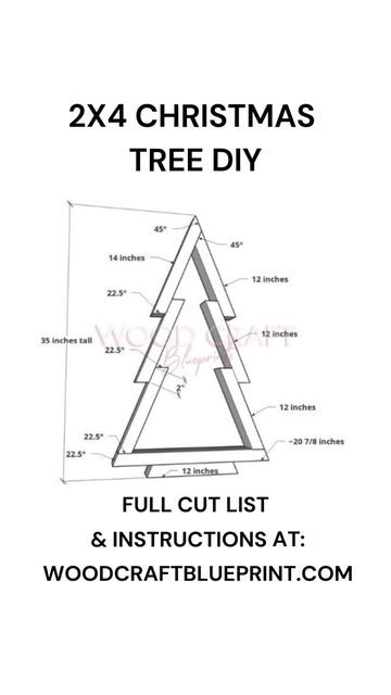 Wood Craft Blueprints with Jen on Instagram: "The 2x4 Christmas Tree is perfect for all skill levels and you can make your own too with my instructions.

You just need a few tools, 2x4 lumber, and my free tutorial and you'll be able to pump these out all season long. 

Find the plans here and happy building: https://www.woodcraftblueprint.com/diy-wood-christmas-tree-plans-with-2x4s

#diy #diychristmas #diychristmasdecor #diyprojects #christmasdecorations #christmasideas #woodworkingproject #learntobuild #2x4tree #diychristmastree" Christmas Tree Made With 2x4, Wood Projects Blueprints, Wood Christmas Trees Diy Plans, Christmas Tree Plans, Wood Christmas Tree Diy 2x4, Diy Wood Christmas Tree Plans From 2x4, Make A Wooden Christmas Tree, 2 By 4 Christmas Tree, Diy Wood Christmas Tree Plans