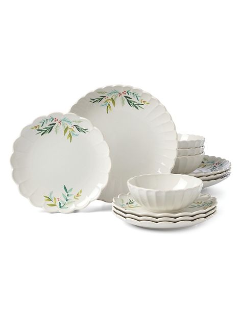 Shop Lenox French Perle Berry 12-Piece Dinnerware Set | Saks Fifth Avenue Lenox French Perle, Holiday Dinnerware, Square Dinnerware Set, Stoneware Dinnerware Sets, Stoneware Dinnerware, Dinner Set, Oval Platter, Dinner Sets, Dinnerware Set