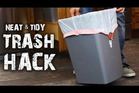 Neat & Tidy Trash Hack Trash Can Smell Hacks, Smelly Trash Can Hacks, Touchless Trash Can, Command Hooks, Trash Can For Car, Garbage Bag, Trash Bag, Garbage Can, Neat And Tidy