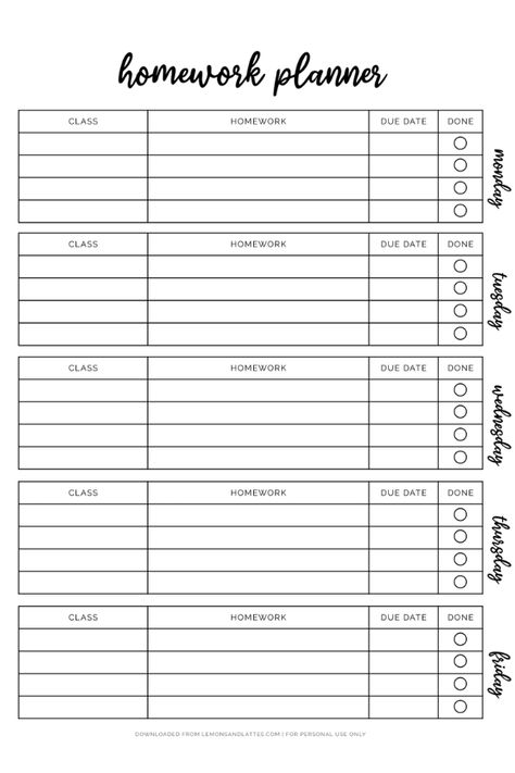 Homework Due Date Planner, School Organization Aesthetic Planner, College Homework Planner, School Organization Planner, Homework Tracking Template, Planner Organization Free Printables, Daily Homework Planner Free Printable, Homework Agenda Template, Study Checklist Student