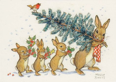 Old Christmas Songs, Christmas Critters, Classic Christmas Songs, Christmas Mix, Bunny Art, Old Christmas, Christmas Drawing, Christmas Postcard, Vintage Christmas Cards