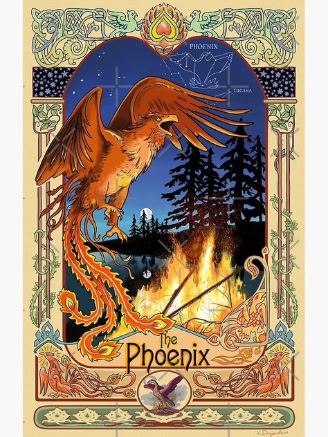 Order Of The Phoenix Poster, Order Of The Phoenix Illustrated, Phinex Fire Bird, Phoenix Medieval, Story Of The Phoenix Bird, Phoenix Illustration, Phoenix Poster, Phoenix Bird Art, Golden Phoenix